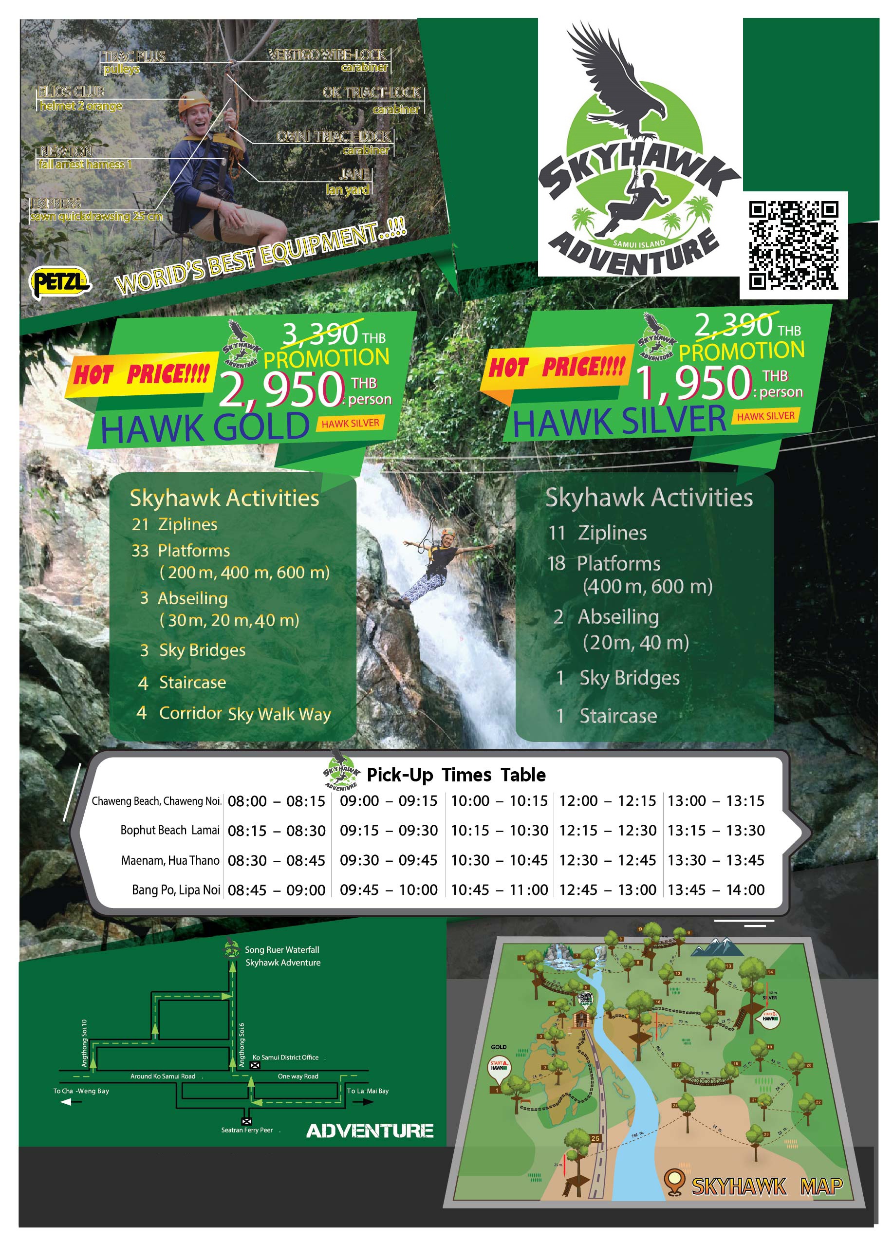 Skyhawk Adventure Opening on 2017 to provide the biggest and longest Zipline on Koh Samui with 33 platforms Flying through rain forest hidden waterfall and sea view